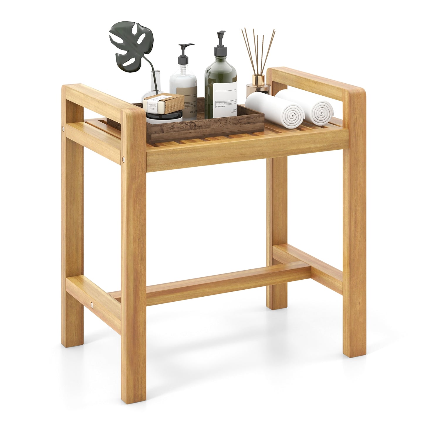 Teak Wood Shower Bench for Inside Shower Shaving Legs, Natural Bath Safety at Gallery Canada