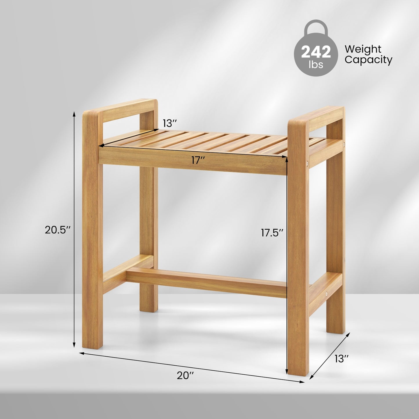 Teak Wood Shower Bench for Inside Shower Shaving Legs, Natural Bath Safety at Gallery Canada