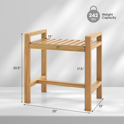 Teak Wood Shower Bench for Inside Shower Shaving Legs, Natural Bath Safety at Gallery Canada