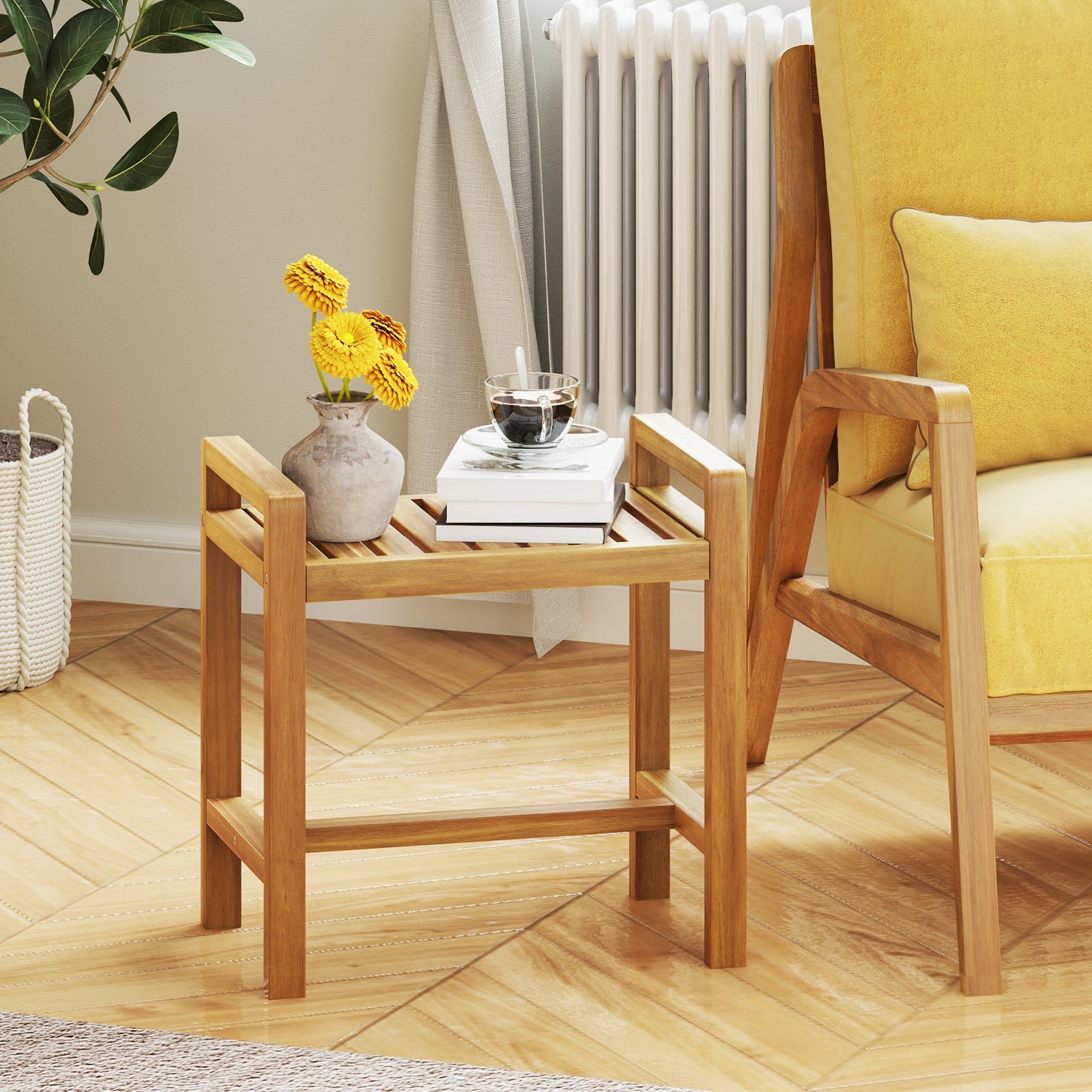 Teak Wood Shower Bench for Inside Shower Shaving Legs, Natural Bath Safety at Gallery Canada