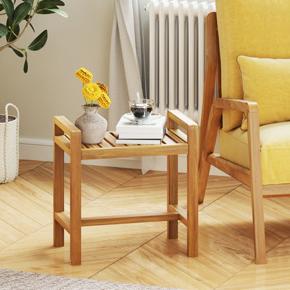 Teak Wood Shower Bench for Inside Shower Shaving Legs, Natural Bath Safety at Gallery Canada