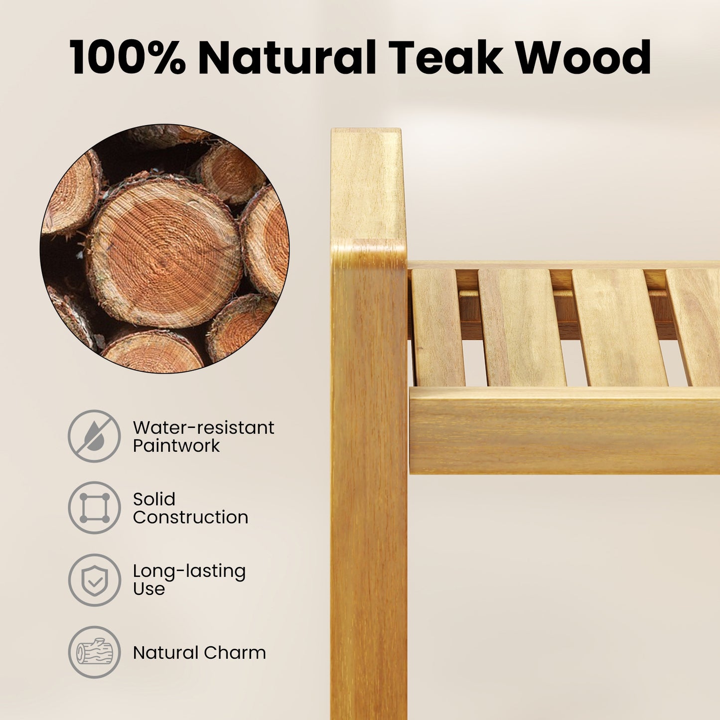 Teak Wood Shower Bench for Inside Shower Shaving Legs, Natural Bath Safety at Gallery Canada