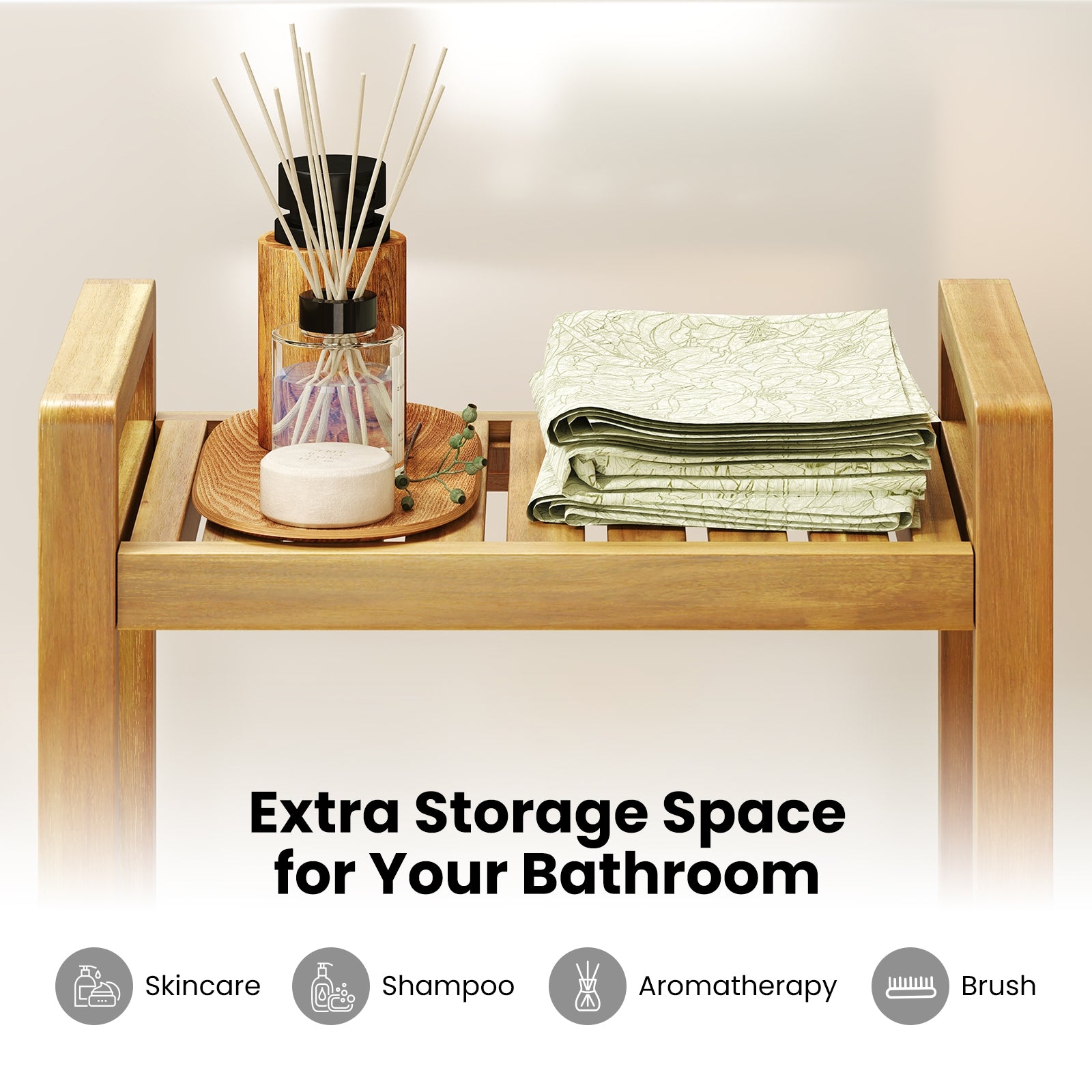 Teak Wood Shower Bench for Inside Shower Shaving Legs, Natural Bath Safety at Gallery Canada