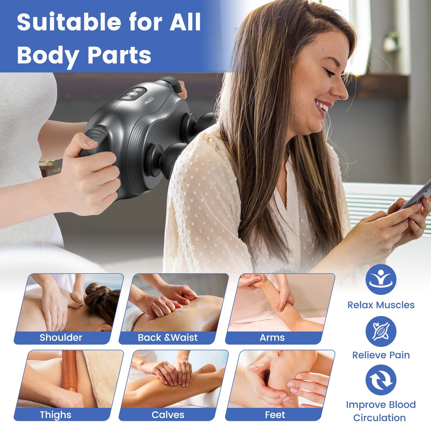 Massage Gun Deep Tissue with 3 Switchable Massage Heads and 3 Modes, Black Massage at Gallery Canada