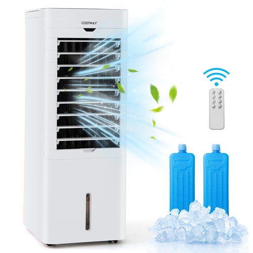 Evaporative Air Cooler Heater, 3 Modes 3 Speeds, 2 Ice Boxes, White