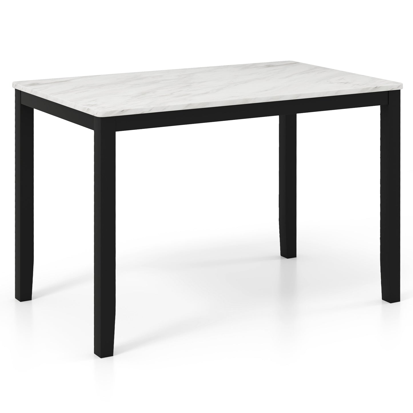 45 Inch Rectangular Mid Century Dining Table with Faux Marble Tabletop for 4 People, Black & White Dining Tables at Gallery Canada