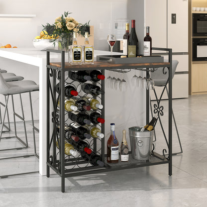 21 Bottle Wine Rack, Freestanding Floor Organizer, Rustic Brown Wine Racks at Gallery Canada