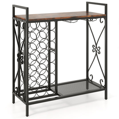 21 Bottle Wine Rack, Freestanding Floor Organizer, Rustic Brown Wine Racks Rustic Brown at Gallery Canada