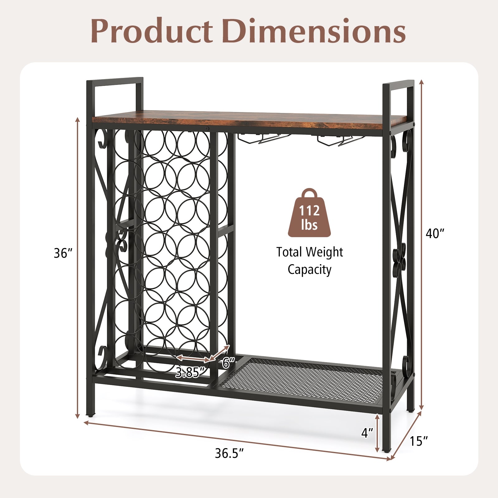 21 Bottle Wine Rack, Freestanding Floor Organizer, Rustic Brown Wine Racks at Gallery Canada