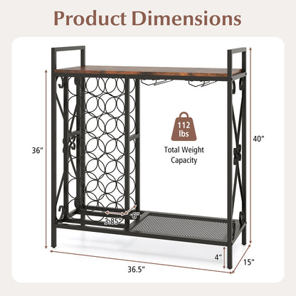 21 Bottle Wine Rack, Freestanding Floor Organizer, Rustic Brown Wine Racks at Gallery Canada