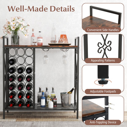 21 Bottle Wine Rack, Freestanding Floor Organizer, Rustic Brown Wine Racks at Gallery Canada