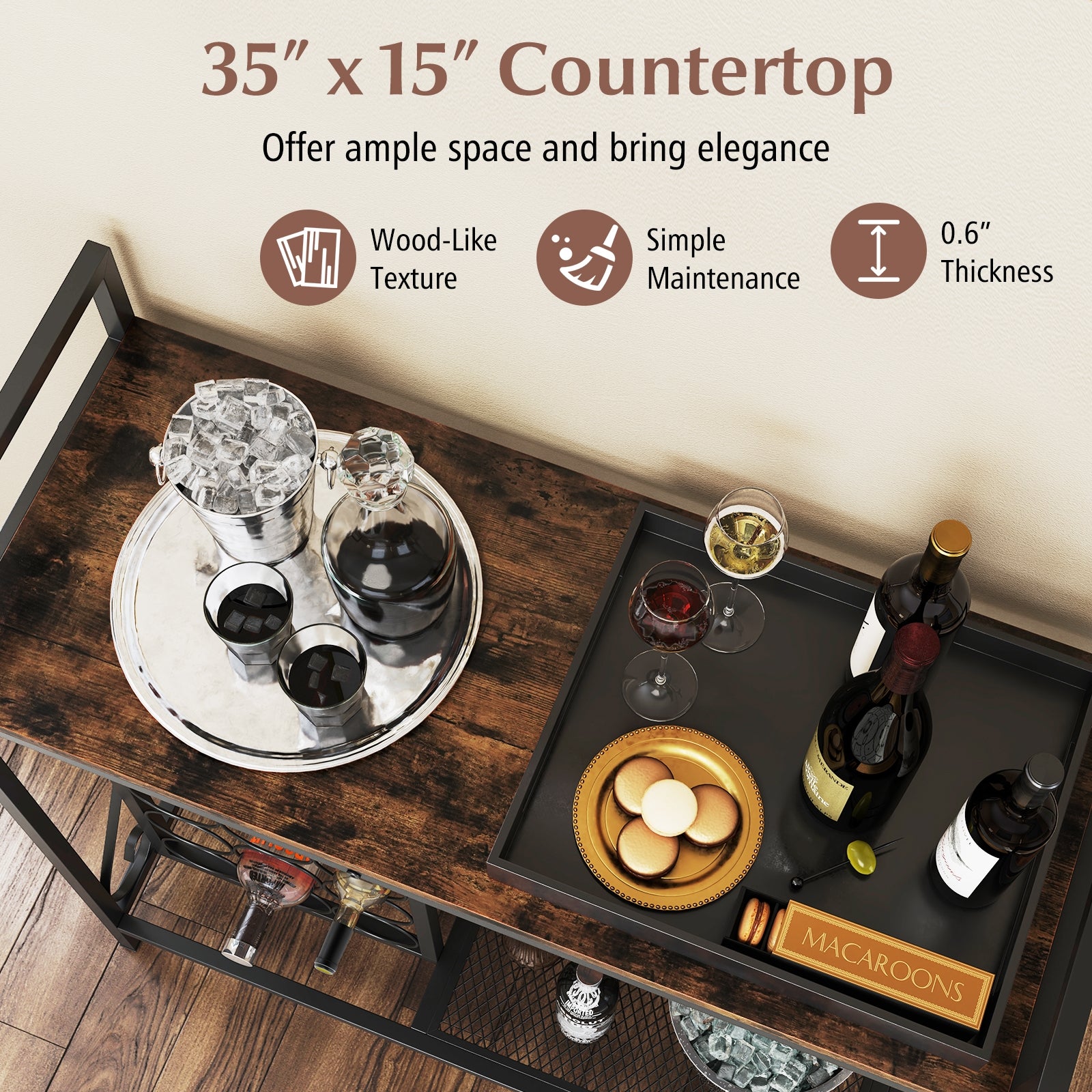 21 Bottle Wine Rack, Freestanding Floor Organizer, Rustic Brown Wine Racks at Gallery Canada
