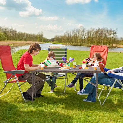 5FT Folding Picnic Table with Rattan Grain HDPE Tabletop and Sturdy Metal Fame, Coffee Patio Dining Tables at Gallery Canada