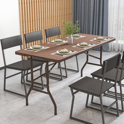 5FT Folding Picnic Table with Rattan Grain HDPE Tabletop and Sturdy Metal Fame, Coffee Patio Dining Tables at Gallery Canada