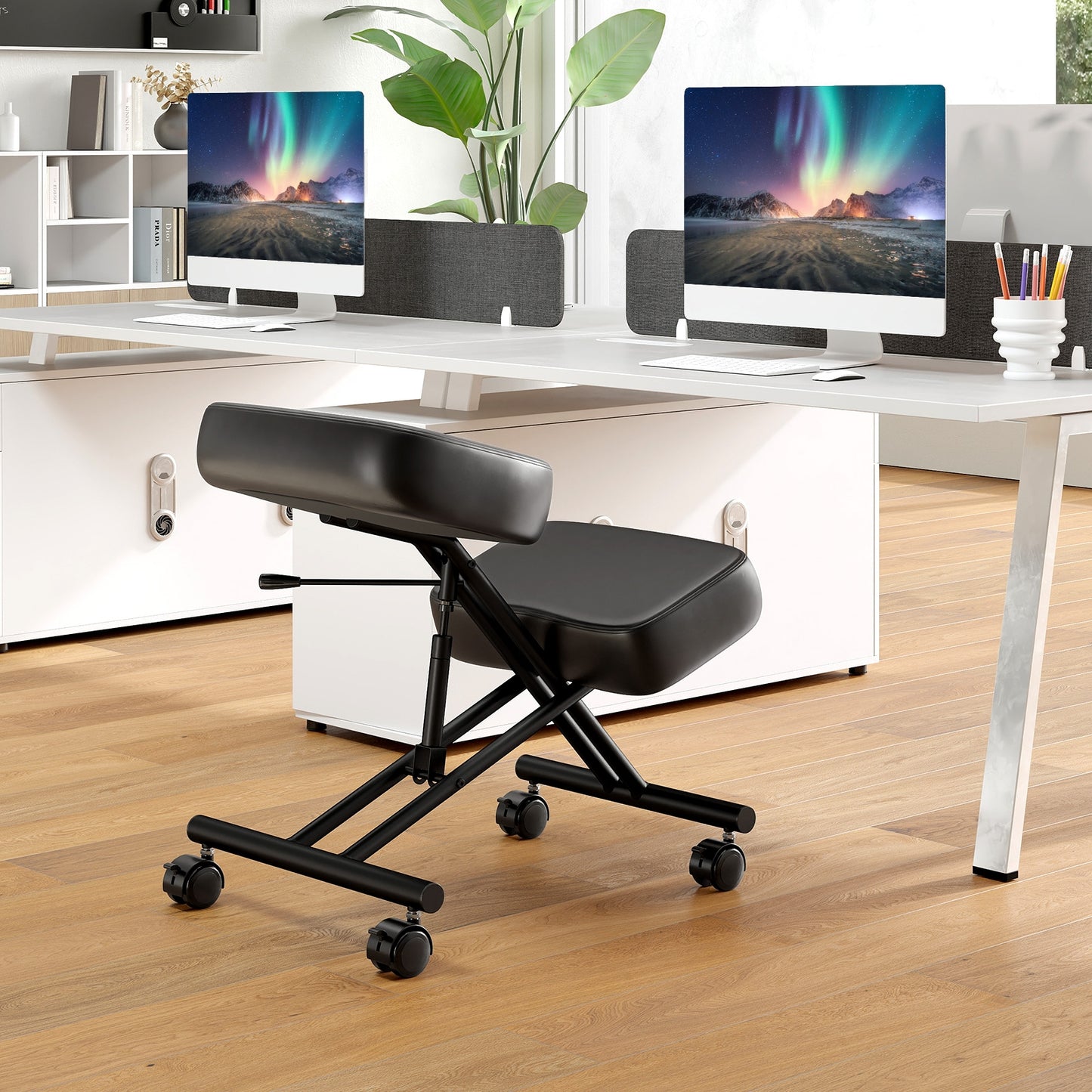 Height Adjustable Kneeling Chair Posture Correction Stool, Black Kneeling Chairs at Gallery Canada