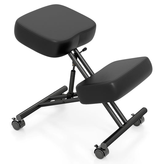 Height Adjustable Kneeling Chair, Posture Correction Stool, Black Kneeling Chairs Black at Gallery Canada