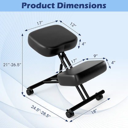 Height Adjustable Kneeling Chair Posture Correction Stool, Black Kneeling Chairs at Gallery Canada