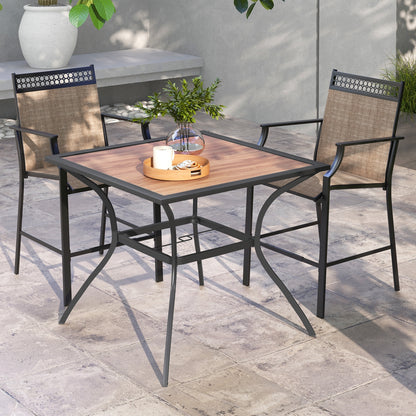 Patio Dining Table for 4 Square Bistro Table with Umbrella Holes, Black & Brown Patio Dining Tables at Gallery Canada