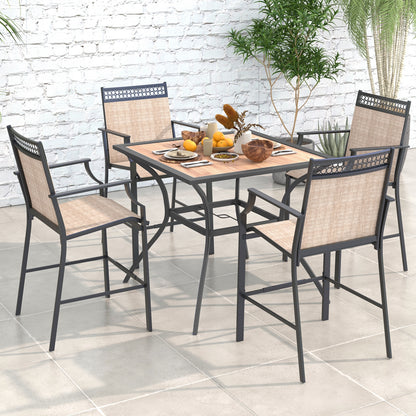 Patio Dining Table for 4 Square Bistro Table with Umbrella Holes, Black & Brown Patio Dining Tables at Gallery Canada
