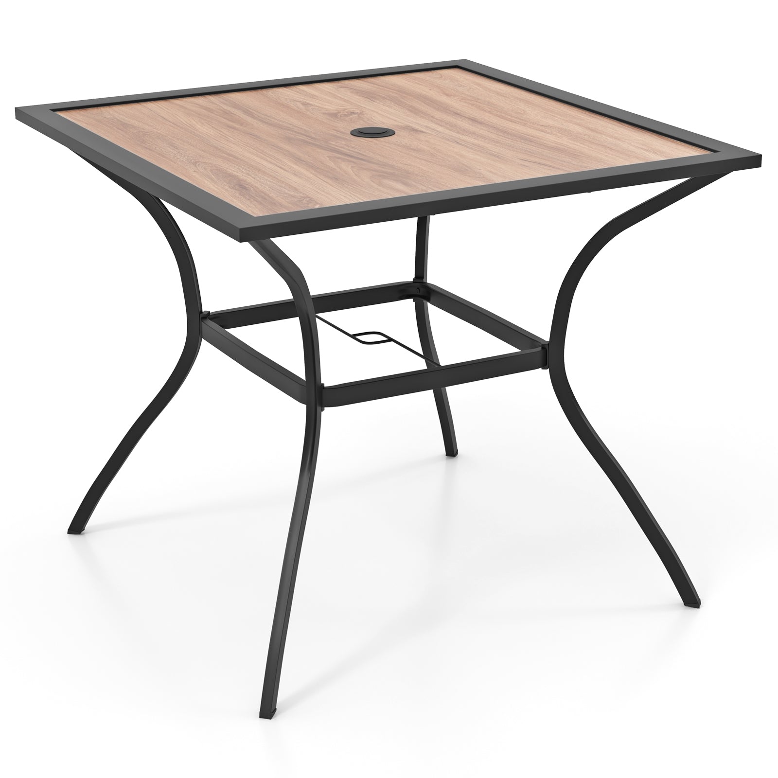 Patio Dining Table for 4 Square Bistro Table with Umbrella Holes, Black & Brown Patio Dining Tables at Gallery Canada