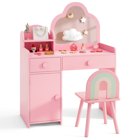 Kids Vanity Table And Chair Set, Pink Kids Vanities Pink at Gallery Canada
