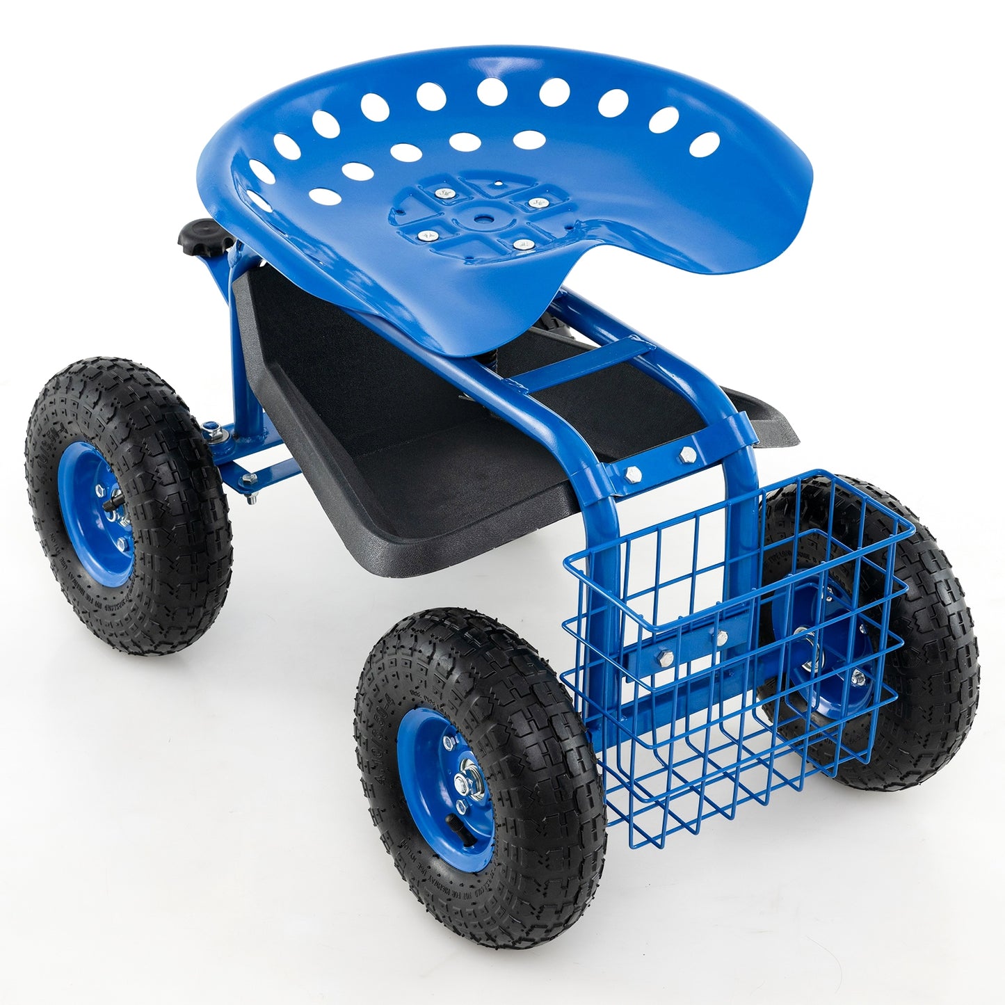 4-Wheel Rolling Garden Cart Work Seat, Blue Garden Carts at Gallery Canada