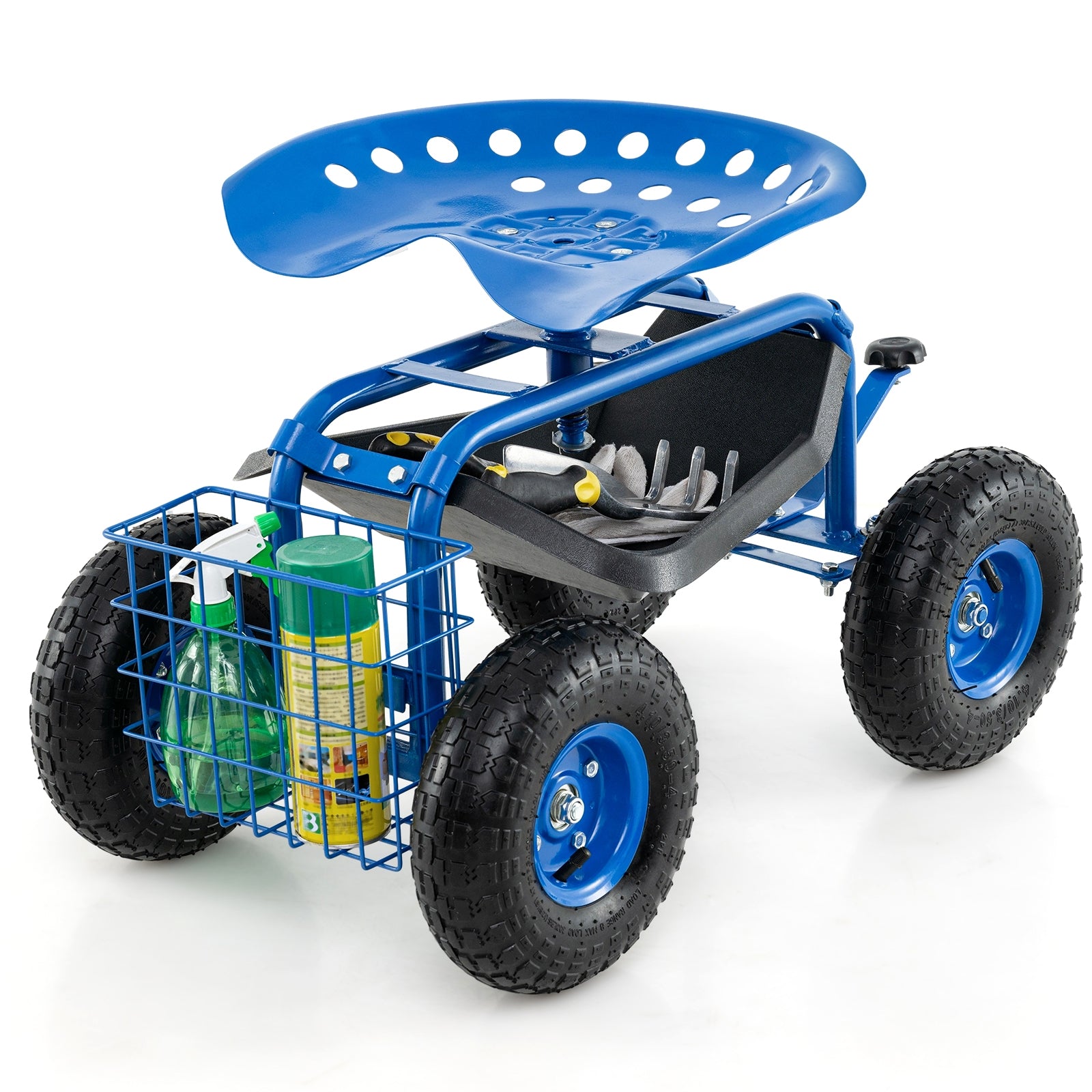 4-Wheel Rolling Garden Cart Work Seat, Blue Garden Carts at Gallery Canada
