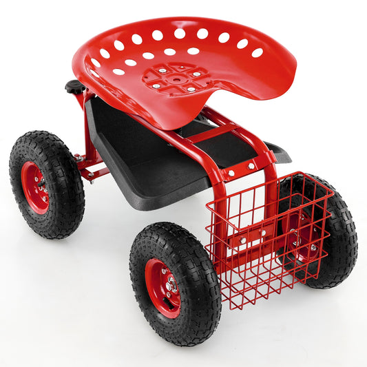 4-Wheel Rolling Garden Cart, Red