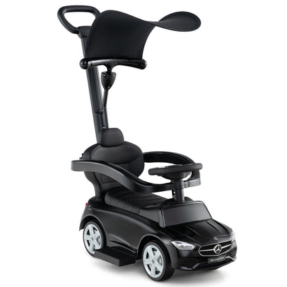 3-in-1 Ride on Push Car Mercedes-Benz Licensed Sliding Car with Canopy, Black Push & Pedal Ride On Toys at Gallery Canada
