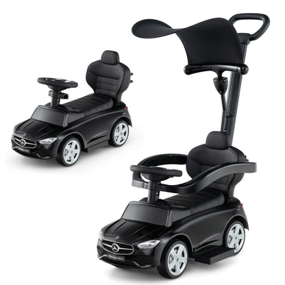 3-in-1 Ride on Push Car Mercedes-Benz Licensed Sliding Car with Canopy, Black Push & Pedal Ride On Toys at Gallery Canada