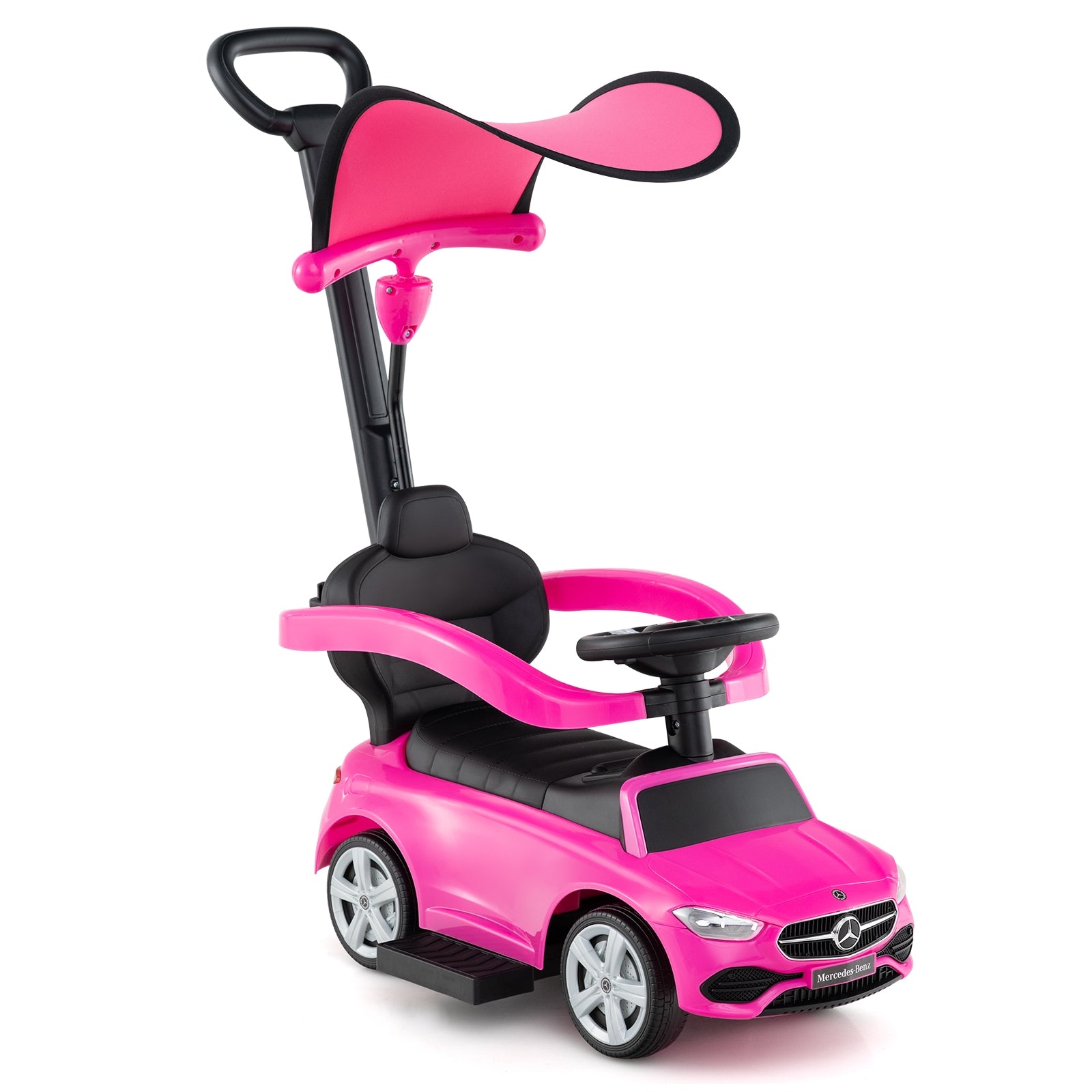 3-in-1 Ride on Push Car Mercedes-Benz Licensed Sliding Car with Canopy, Pink Push & Pedal Ride On Toys at Gallery Canada