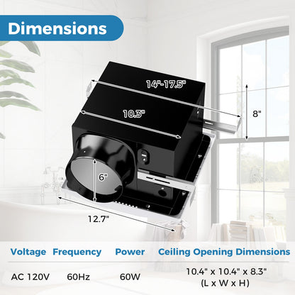 200 CFM Bathroom Exhaust Fan, Metal Housing, 6 Inches Duct, 200 Sq.Ft, White Ventilation Fans at Gallery Canada