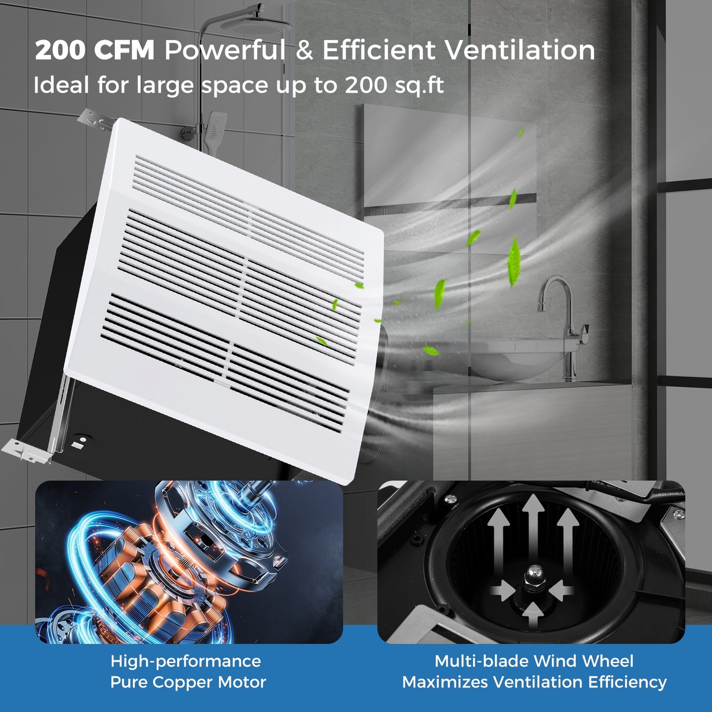200 CFM Bathroom Exhaust Fan, Metal Housing, 6 Inches Duct, 200 Sq.Ft, White Ventilation Fans at Gallery Canada