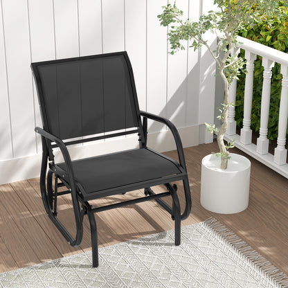 Outdoor Single Swing Glider Rocking Chair with Armrest, Black Patio Rocking Chairs & Gliders at Gallery Canada
