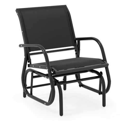 Outdoor Single Swing Glider Rocking Chair with Armrest, Black