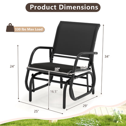 Outdoor Single Swing Glider Rocking Chair with Armrest, Black Patio Rocking Chairs & Gliders at Gallery Canada