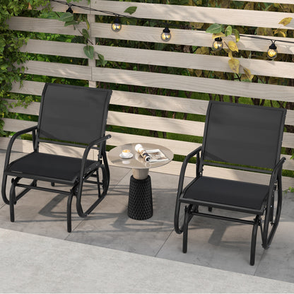 Outdoor Single Swing Glider Rocking Chair with Armrest, Black Patio Rocking Chairs & Gliders at Gallery Canada