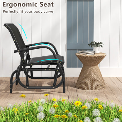 Outdoor Single Swing Glider Rocking Chair with Armrest, Black Patio Rocking Chairs & Gliders at Gallery Canada