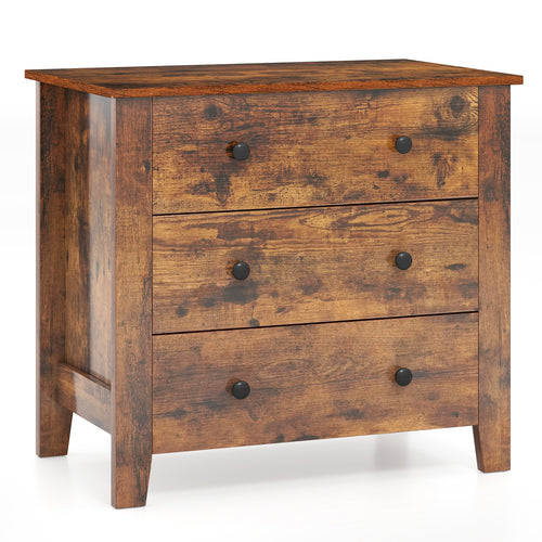 3 Drawer Dresser Chest, Rustic Brown
