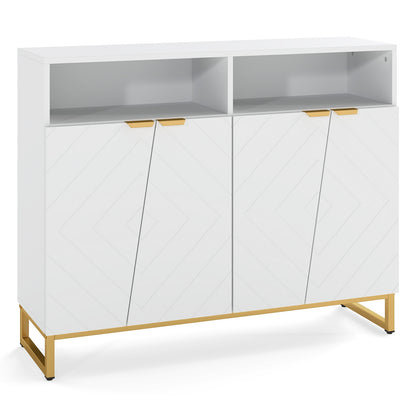 Modern Sideboard Cabinet with 4 Doors and Adjustable Shelves, White Sideboards Cabinets & Buffets White at Gallery Canada