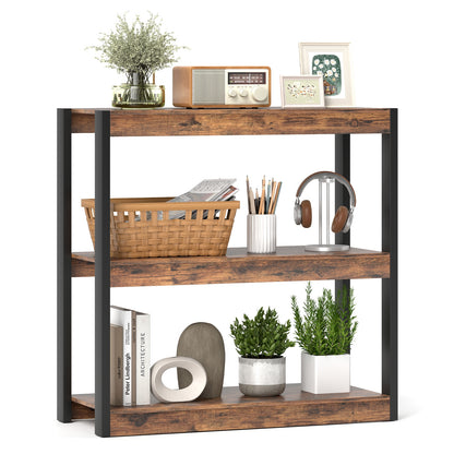 3 Tier Bookshelf Wooden Bookcase, Rustic, Brown Bookcases at Gallery Canada
