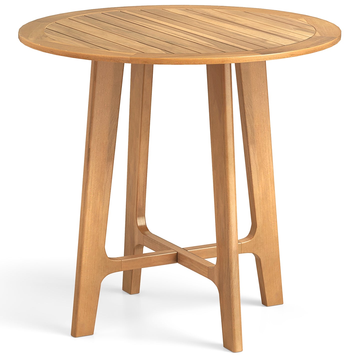 31.5 Inches Patio Dining Table with Slatted Tabletop and X-shaped Frame, Natural Patio Dining Tables Natural at Gallery Canada