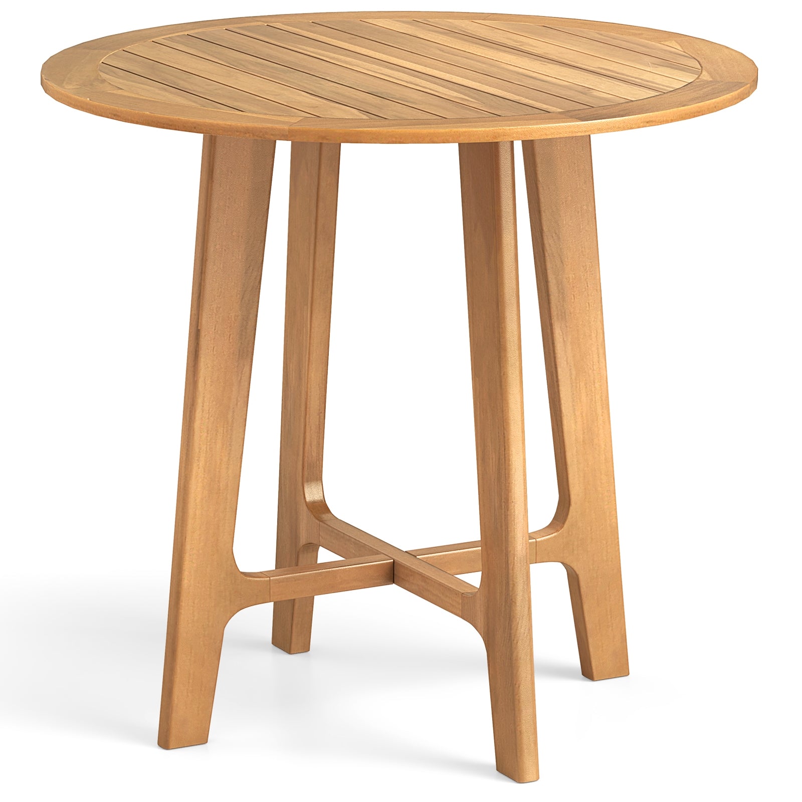 31.5 Inches Patio Dining Table with Slatted Tabletop and X-shaped Frame, Natural Patio Dining Tables Natural at Gallery Canada