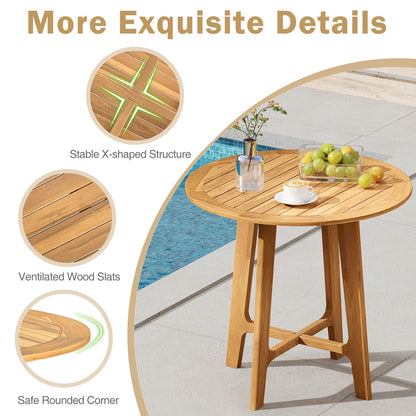31.5 Inches Patio Dining Table with Slatted Tabletop and X-shaped Frame, Natural Patio Dining Tables at Gallery Canada
