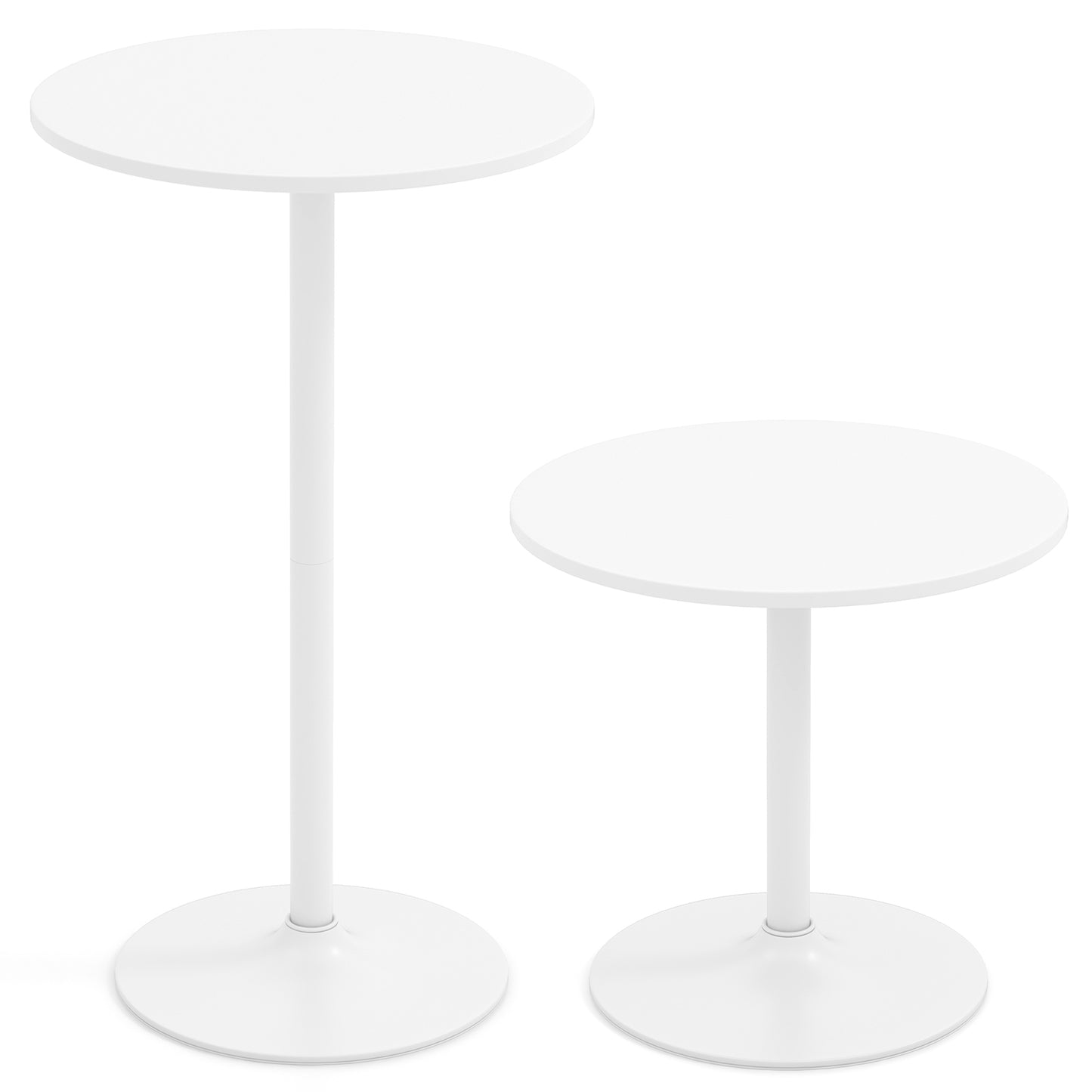 Round Bistro Table 40 Inch Bar Height Tall Coffee Cocktail Table-Set of 2, White Coffee Tables White - 40 Inch Set of 2 at Gallery Canada