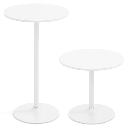 Round Bistro Table 40 Inch Bar Height Tall Coffee Cocktail Table-Set of 2, White