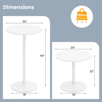 Round Bistro Table 40 Inch Bar Height Tall Coffee Cocktail Table-Set of 2, White Coffee Tables at Gallery Canada