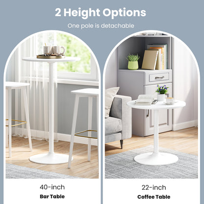Round Bistro Table 40 Inch Bar Height Tall Coffee Cocktail Table-Set of 2, White Coffee Tables at Gallery Canada