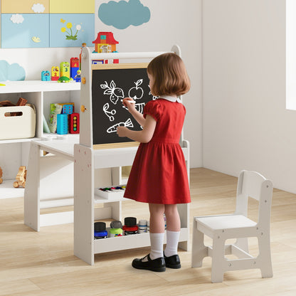 Kids Art Table and Chair Set with Easel and Chair for Drawing Reading-Grey, Gray Art Easels at Gallery Canada