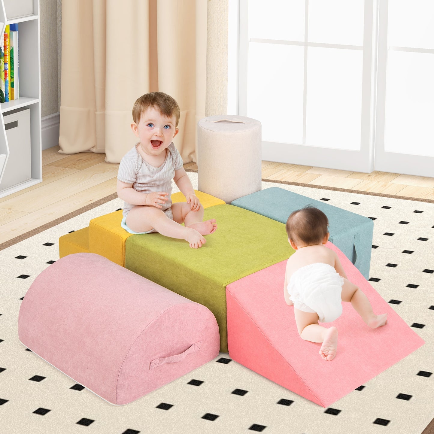 6-Piece Baby Climbing Blocks with 30D High-Density Foam and Carrying Handles, Macaron Multicolor Climbers & Slides at Gallery Canada